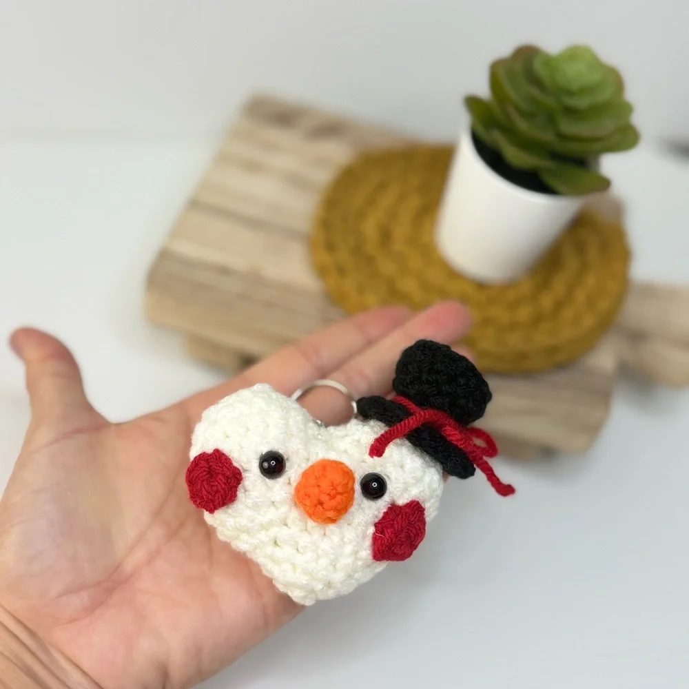 Snowman Amigurumi Keychain Key Charm Ornament Crochet